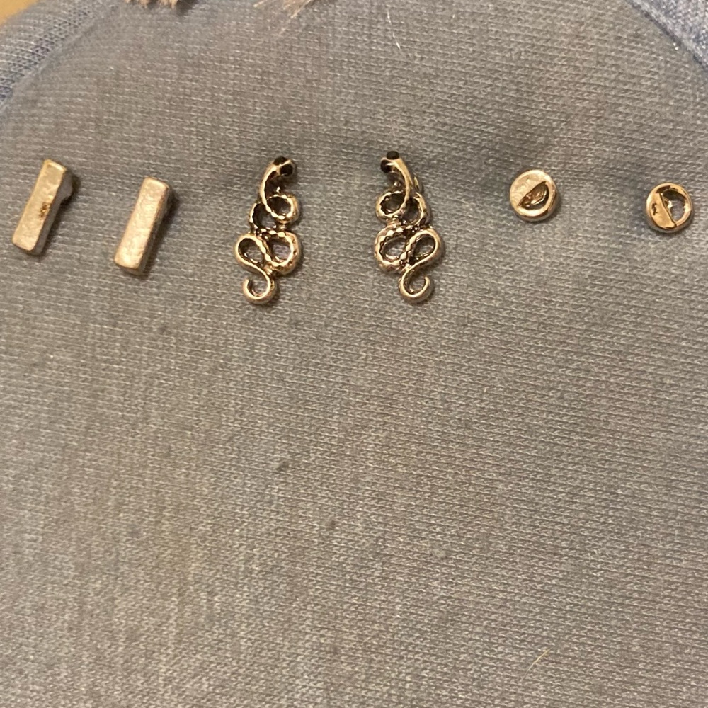Silver Earring Set on Blue Holder
